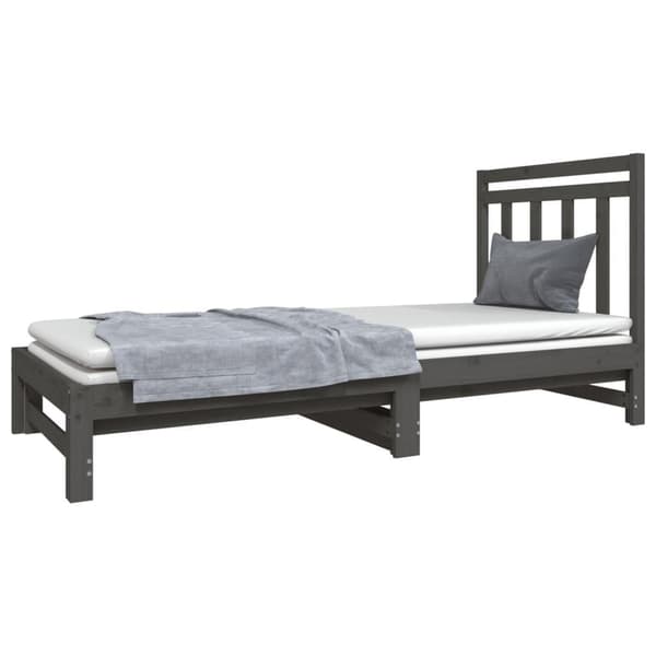vidaXL Utdragbar dagbädd grå 2x(90x190) cm massiv furu Grå