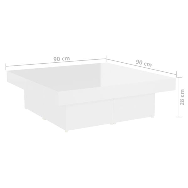 vidaXL Soffbord vit högglans 90x90x28 cm konstruerat trä Vit
