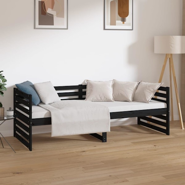 vidaXL Dagbädd svart 80x200 cm massiv furu Svart