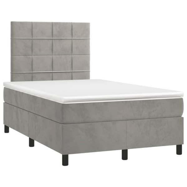 vidaXL Ramsäng med madrass ljusgrå 120x190 cm sammet Grå