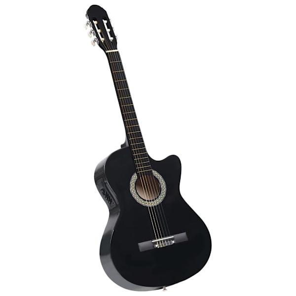 vidaXL Gitarr 12 delar med EQ-pedal 6 och strängar western svart Svart