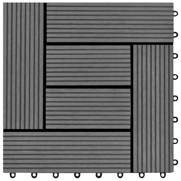 vidaXL Trall 22 st 30x30 cm 2 kvm WPC grå grå