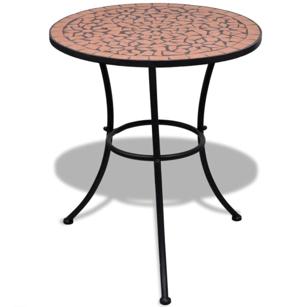 vidaXL Cafébord i mosaik 60 cm med 2 stolar Terrakotta Brun
