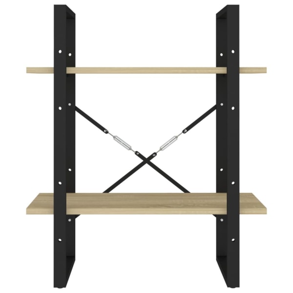vidaXL Bokhylla 2 hyllor sonoma-ek 60x30x70 cm konstruerat trä Brun