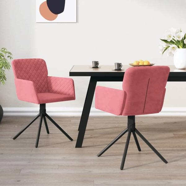 vidaXL Snurrbara matstolar 2 st rosa sammet Rosa