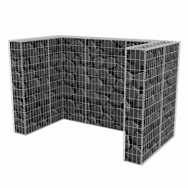 vidaXL Gabionkorg med skydd för 2 soptunnor stål 180x100x120 cm Silver