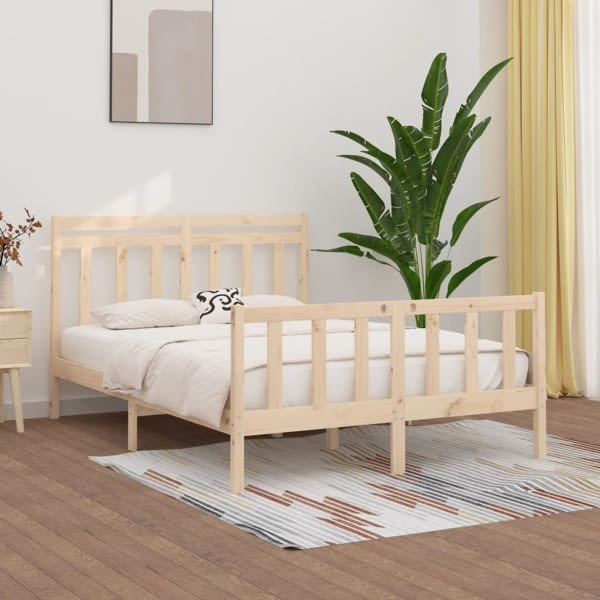 vidaXL Sängram massiv furu 150x200 cm Brun