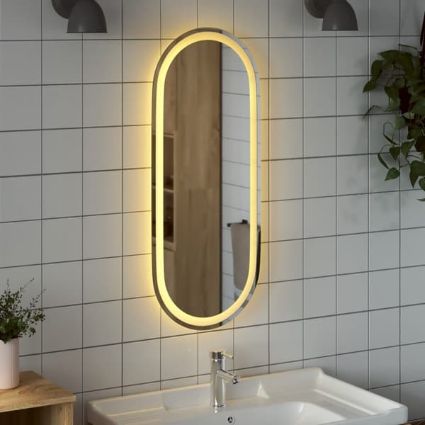 vidaXL Badrumsspegel LED 90x40 cm oval Transparent