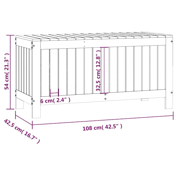 vidaXL Dynbox vit 108x42,5x54 cm massiv furu Vit