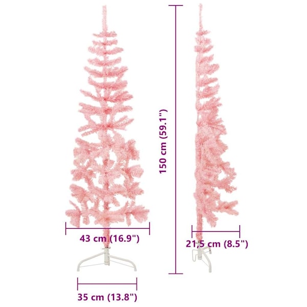 vidaXL Smal halv plastgran med stativ rosa 150 cm Rosa