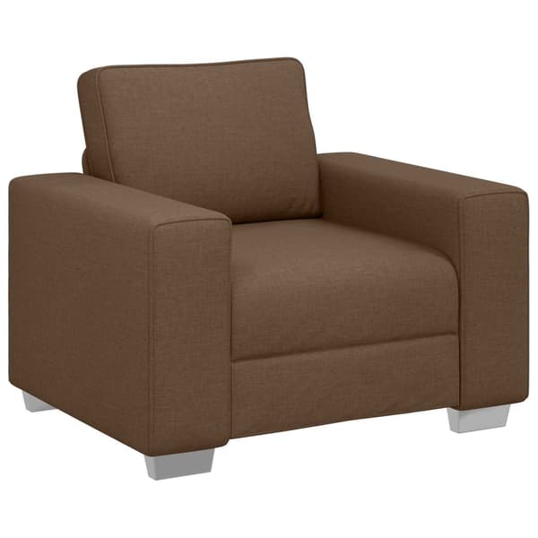 vidaXL Soffa 3 st Brun Linnenblandad tyg Brun
