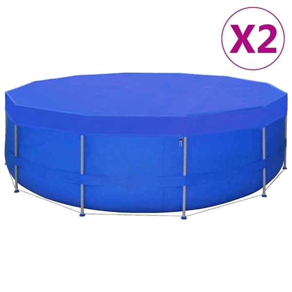 vidaXL Poolöverdrag 2 st PE runt 460 cm 90 g/m² Blå