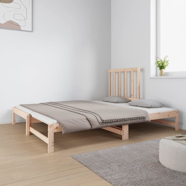 vidaXL Utdragbar dagbädd 2x(90x190) cm massiv furu Brun