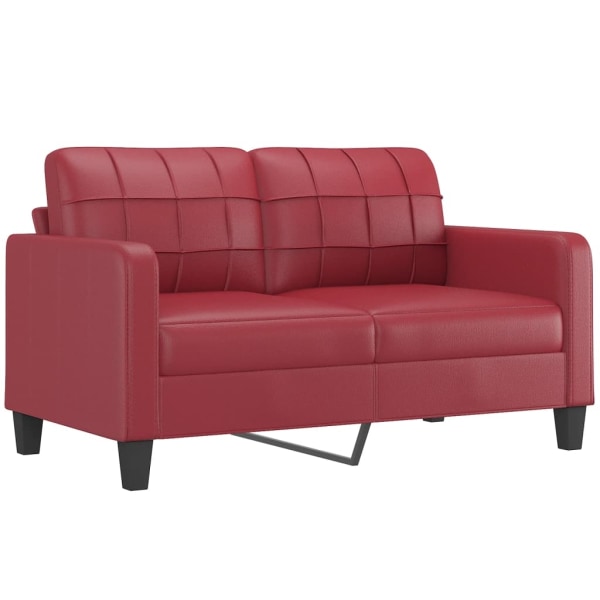 vidaXL 2-sits soffa med prydnadskuddar vinröd 140 cm konstläder Röd