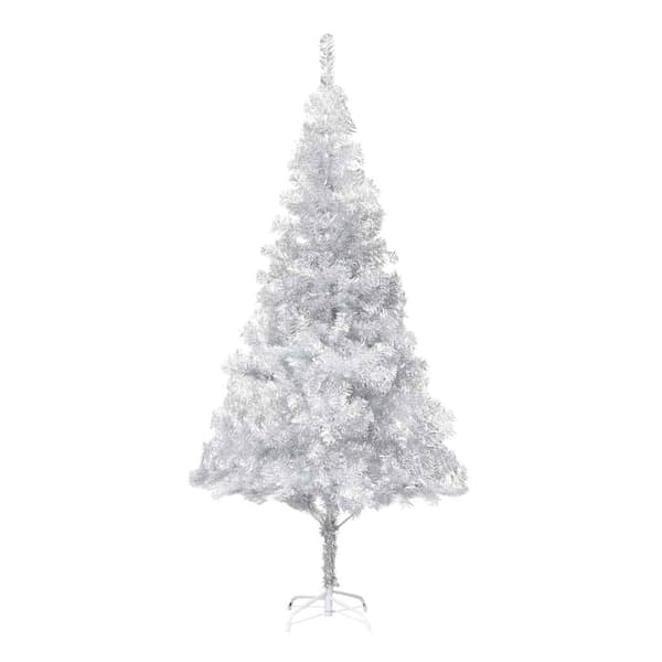 vidaXL Belyst plastgran med kulor silver 180 cm PET Silver