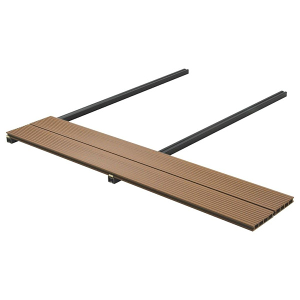 vidaXL WPC ihåliga golvplattor med tillbehör 16 m² 2,2 m teak Brun