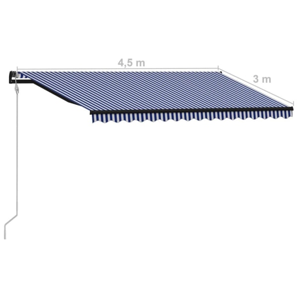 vidaXL Markis automatiskt infällbar 450x300 cm blå och vit Blå