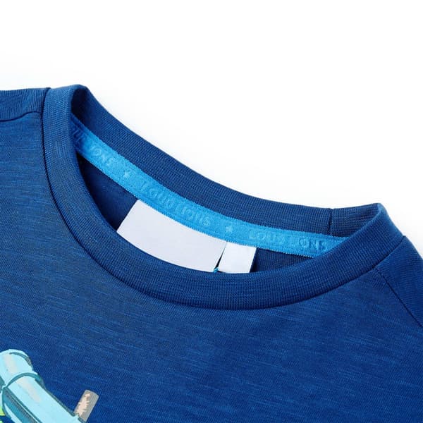 vidaXL T-shirt för barn mörkgrå 128 Blå
