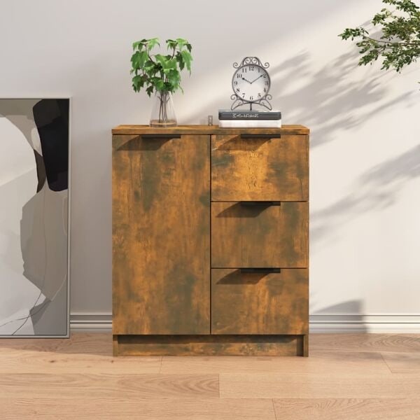 vidaXL Byrå rökfärgad ek 60x30x70 cm konstruerat trä Brun