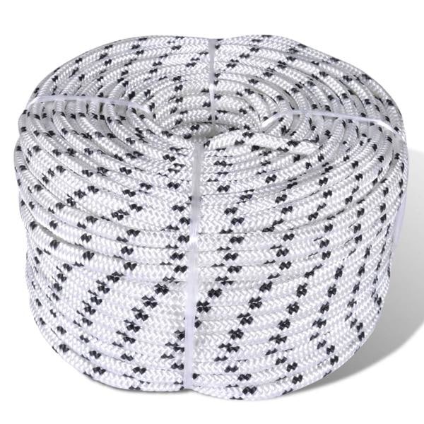 vidaXL Båtlina flätad 6 mm x 250 m polyester vit