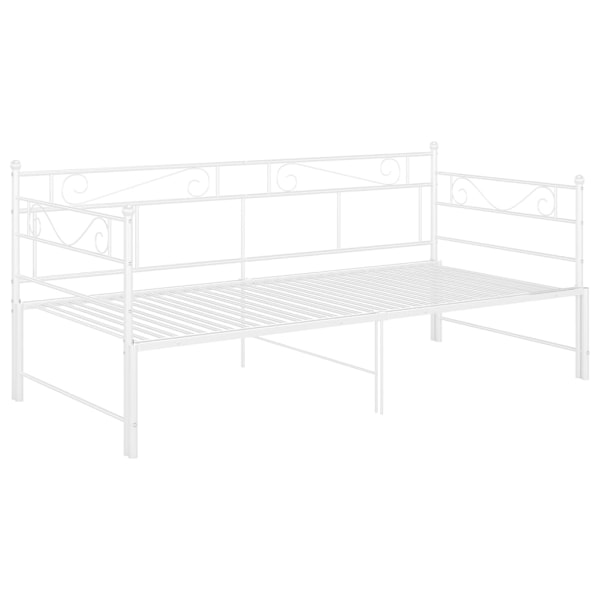 vidaXL Utdragbar sängram bäddsoffa vit metall 90x200 cm Vit