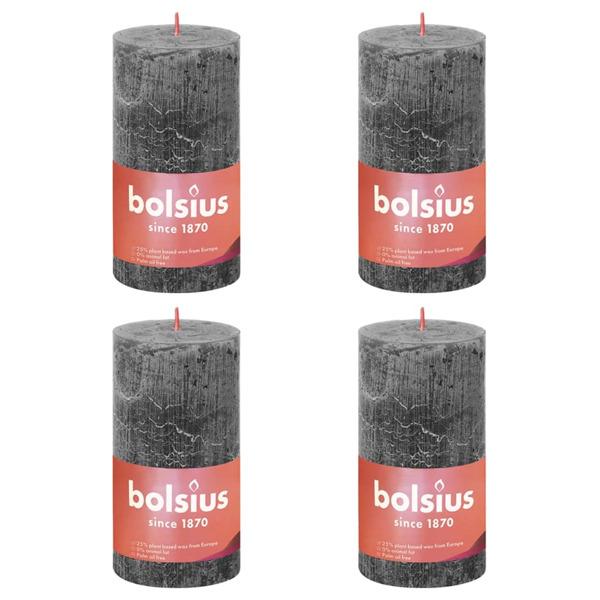 Bolsius Rustika blockljus 4-pack 130x68 mm stormgrå grå