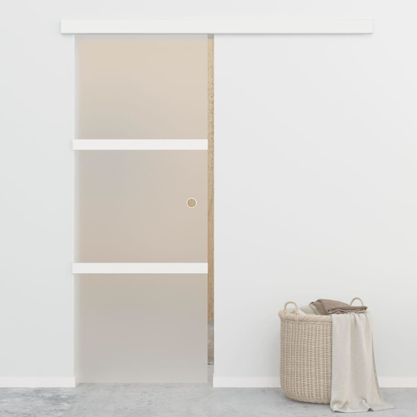 vidaXL Skjutdörr med mjukstopp ESG-glas och aluminium 76x205 cm Silver