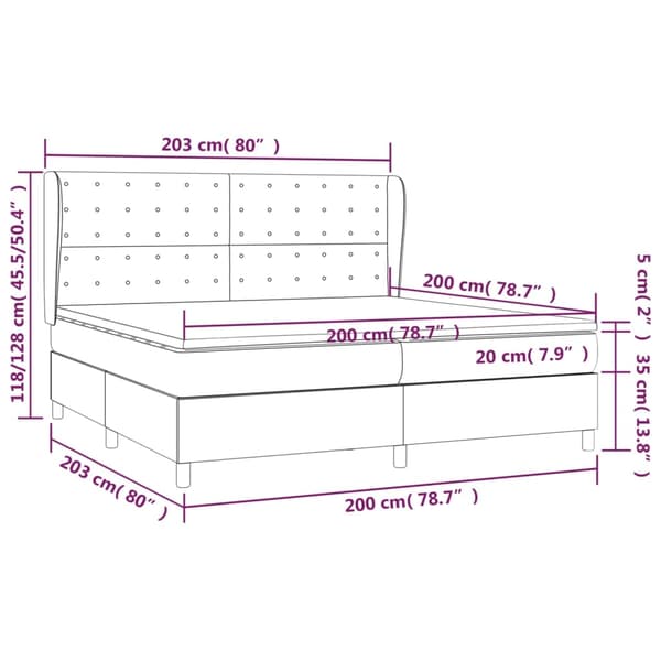 vidaXL Ramsäng med madrass mörkbrun 200x200 cm tyg Brun