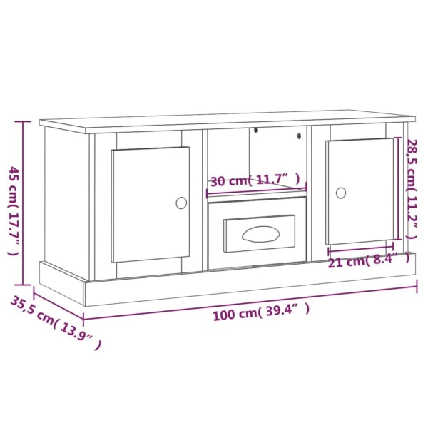 vidaXL Tv-bänk brun ek 100x35,5x45 cm konstruerat trä Brun