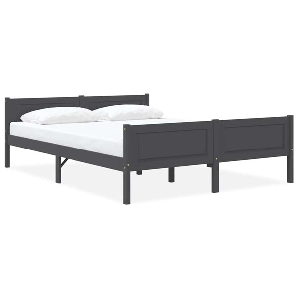 vidaXL Sängram massiv furu grå 120x200 cm grå