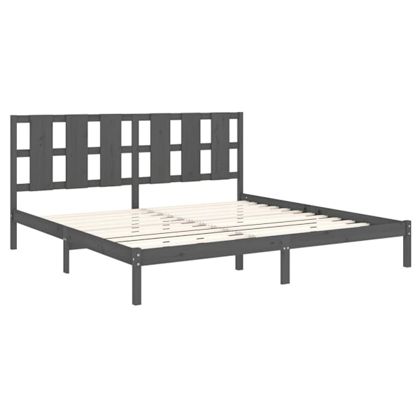 vidaXL Sängram grå massiv furu 200x200 cm Grå