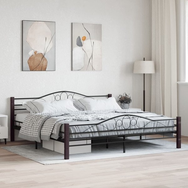 vidaXL Sängram svart metall 200x200 cm Svart