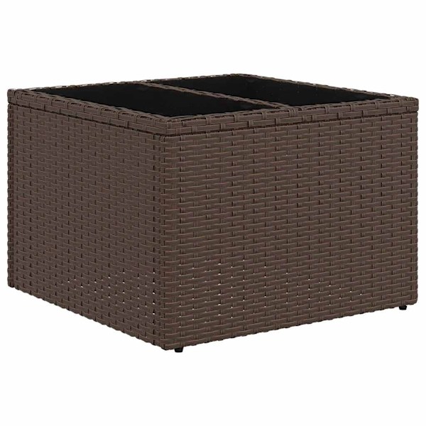 vidaXL Trädgårdsoffset med kudde 9 pcs Brun Poly Rattan Brun