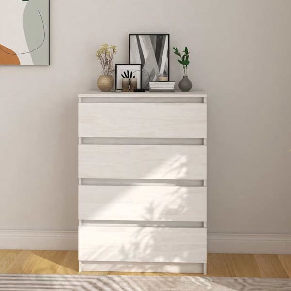 vidaXL Byrå vit 60x36x84 cm massiv furu Vit