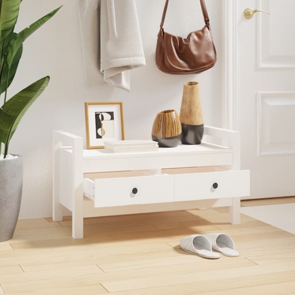 vidaXL Skobänk vit 80x40x43cm massiv furu Vit