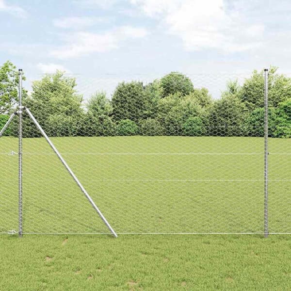 vidaXL Hexagonalt staket markfäste 100 x 1,6 m Galvaniserat stål Mesh Silver