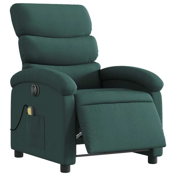 vidaXL Elektrisk massagefåtölj mörkgrön tyg Grön