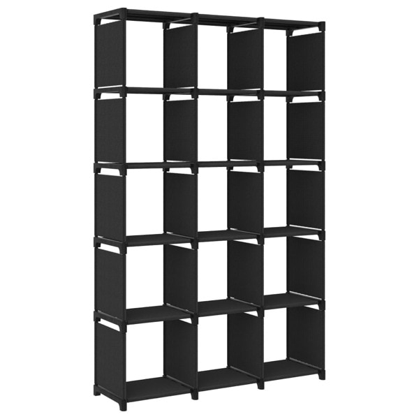 vidaXL Stående hylla med 15 kuber 103x30x175,5 cm tyg Svart