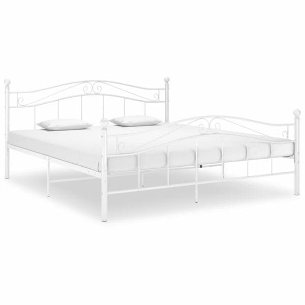 vidaXL Sängram vit metall 200x200 cm Vit