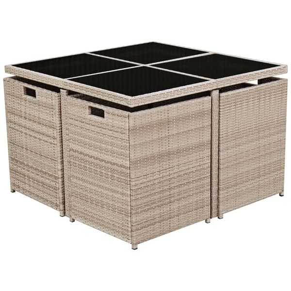 vidaXL Trädgårdsmöbler grå konstrotting 21 delar Beige