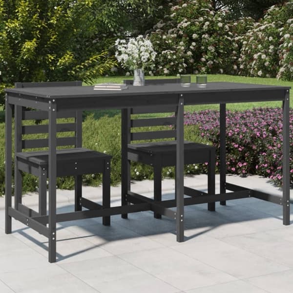 vidaXL Trädgårdsbord grå 203,5x90x110 cm massiv furu Grå
