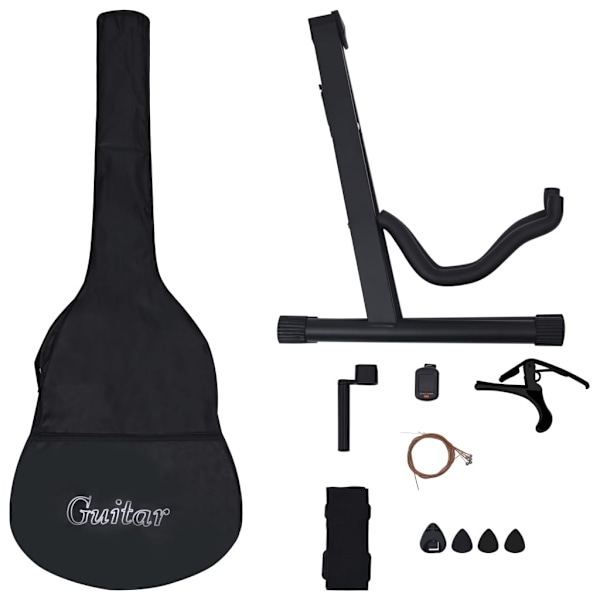 vidaXL Gitarr 12 delar med EQ-pedal 6 och strängar western svart Svart