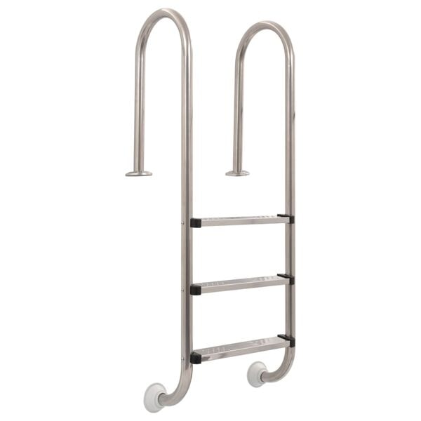 vidaXL Poolstege 3 steg rostfritt stål 304 120 cm Silver