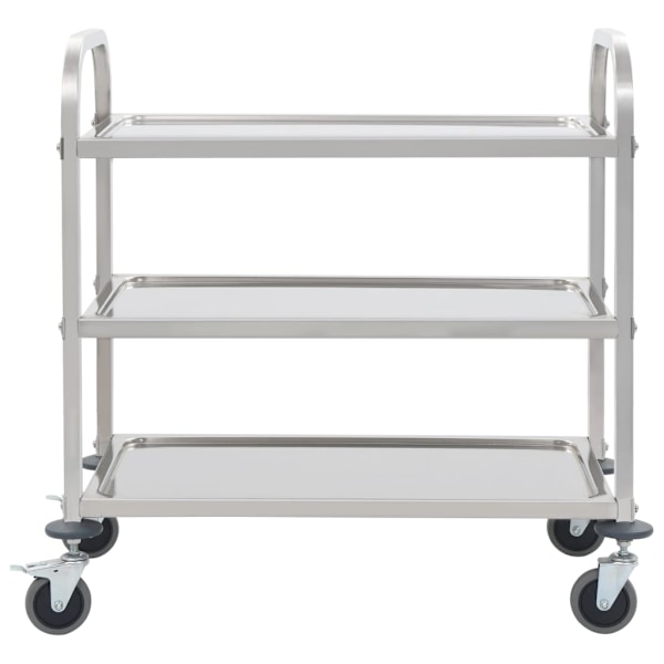 vidaXL Serveringsvagn 3 våningar 95x45x83,5 cm rostfritt stål Silver