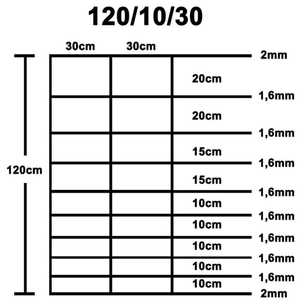 vidaXL Fårstängsel galvaniserat stål silver 50x1,2 m Silver