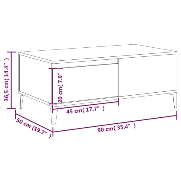 vidaXL Soffbord vit 90x50x36,5 cm konstruerat trä Vit