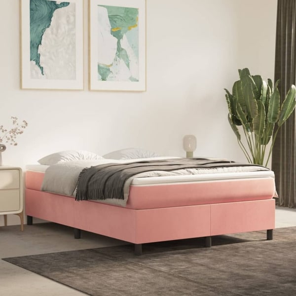vidaXL Sängram rosa 140x200 cm sammet Rosa
