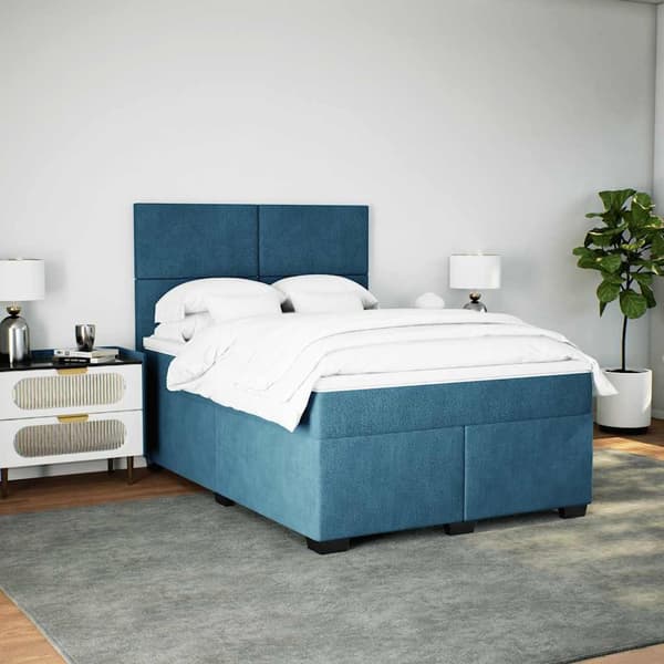 vidaXL Ramsäng med madrass blå 140x190 cm sammet Blå