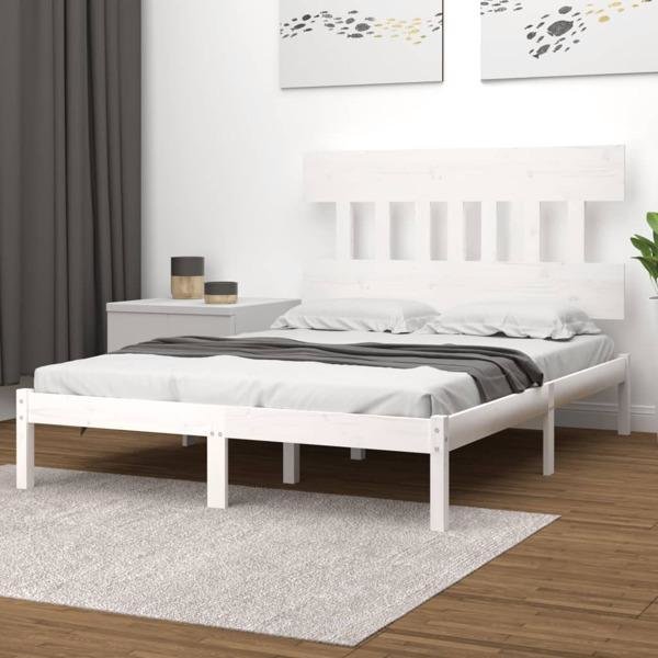 vidaXL Sängram vit massivt trä 200x200 cm Vit