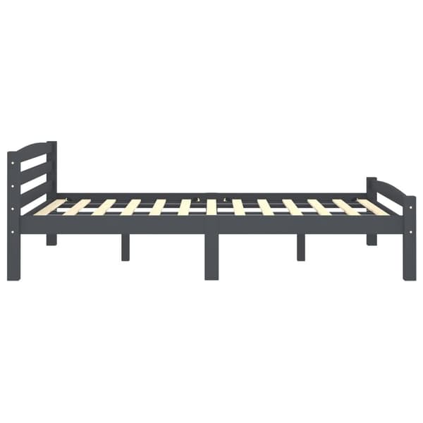 vidaXL Sängram mörkgrå massiv furu 140x200 cm grå